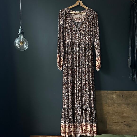 Faherty Toluca Border Print Long Sleeve Dress in Monserrat Floral Size XS - Picture 4 of 16